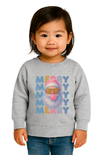 Youth Merry Santa Bubblegum Sweatshirt