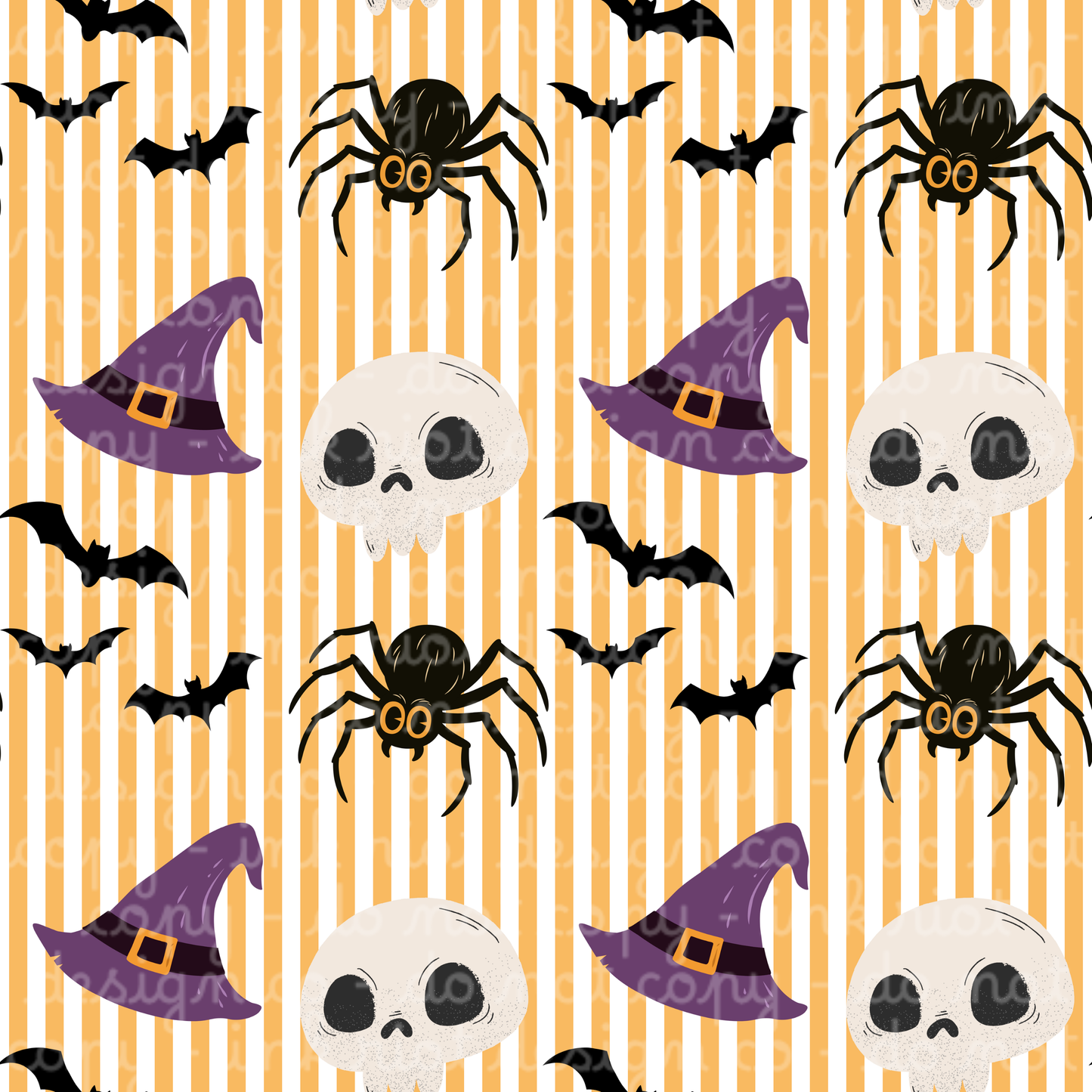 Orange & White Stripes Halloween Seamless