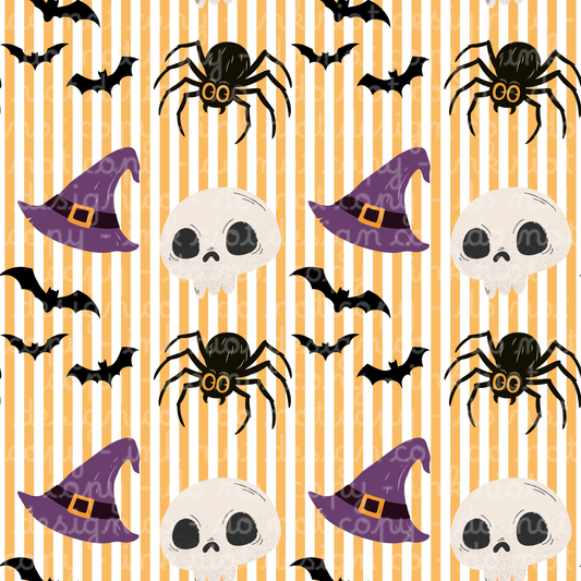 Orange & White Stripes Halloween Seamless