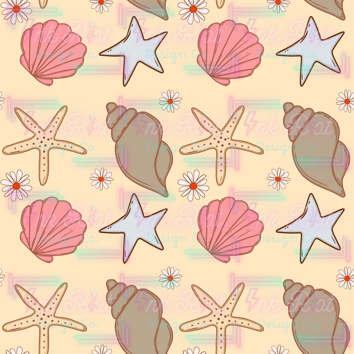 Yellow Shells Seamless
