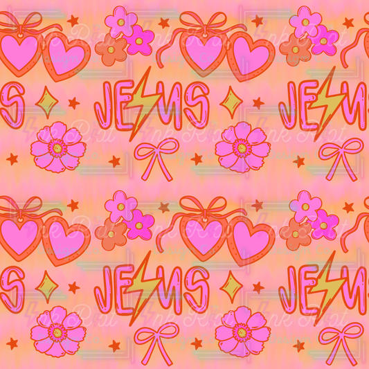 Orange & Pink Jesus Seamless