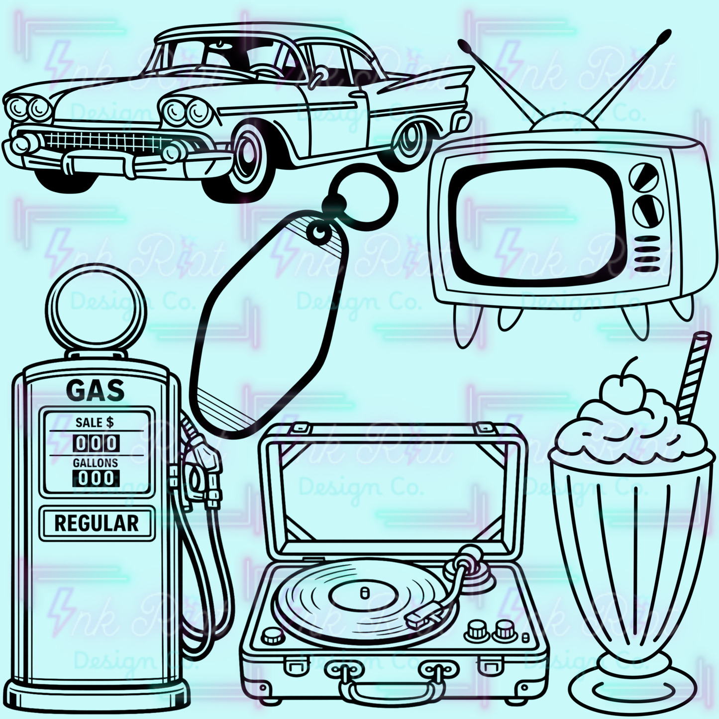 Vintage Hot Rod Stamp Set - PROCREATE ONLY