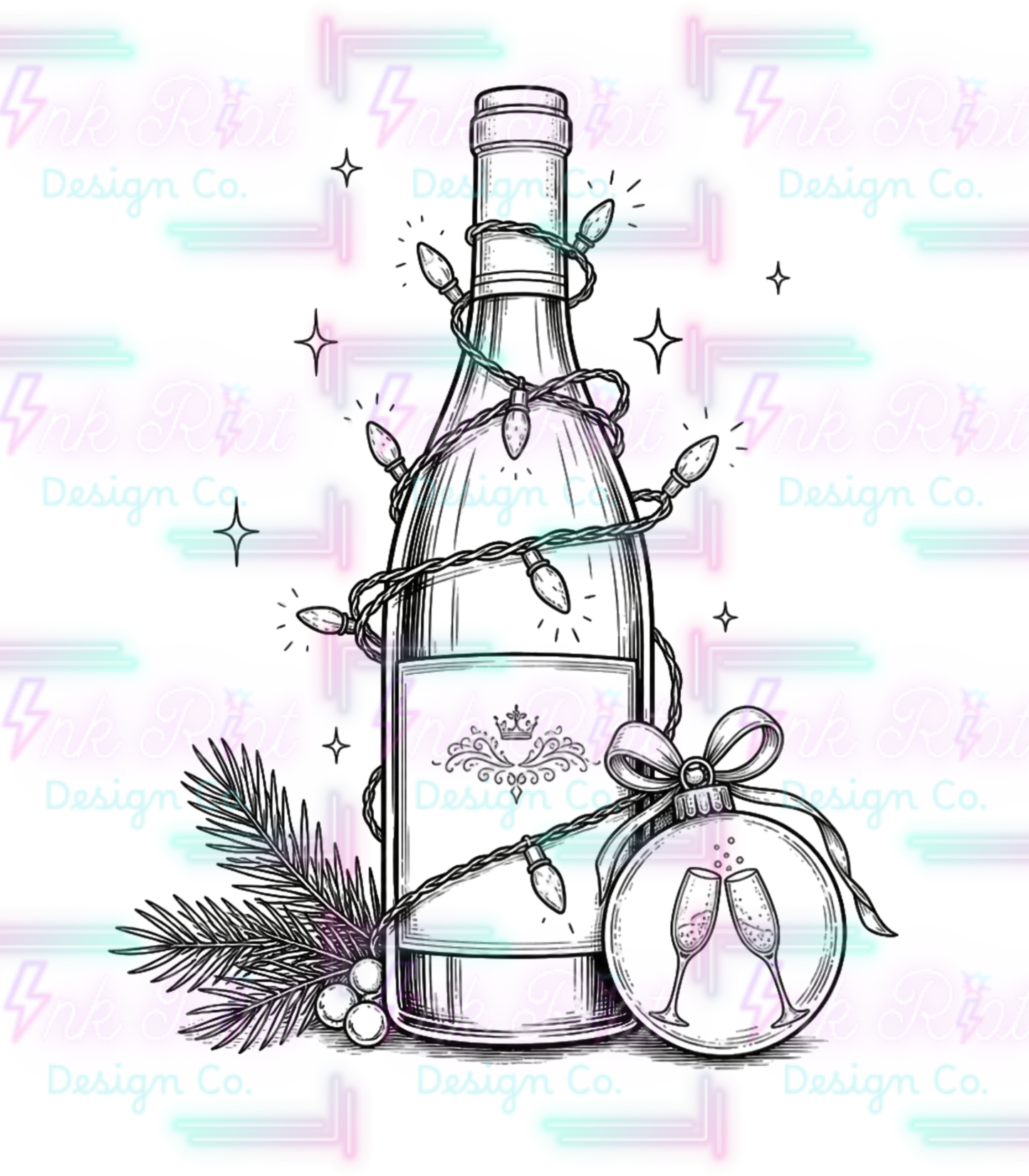 Holiday Champagne Colorable PNG - EXCLUSIVE - NO CODES