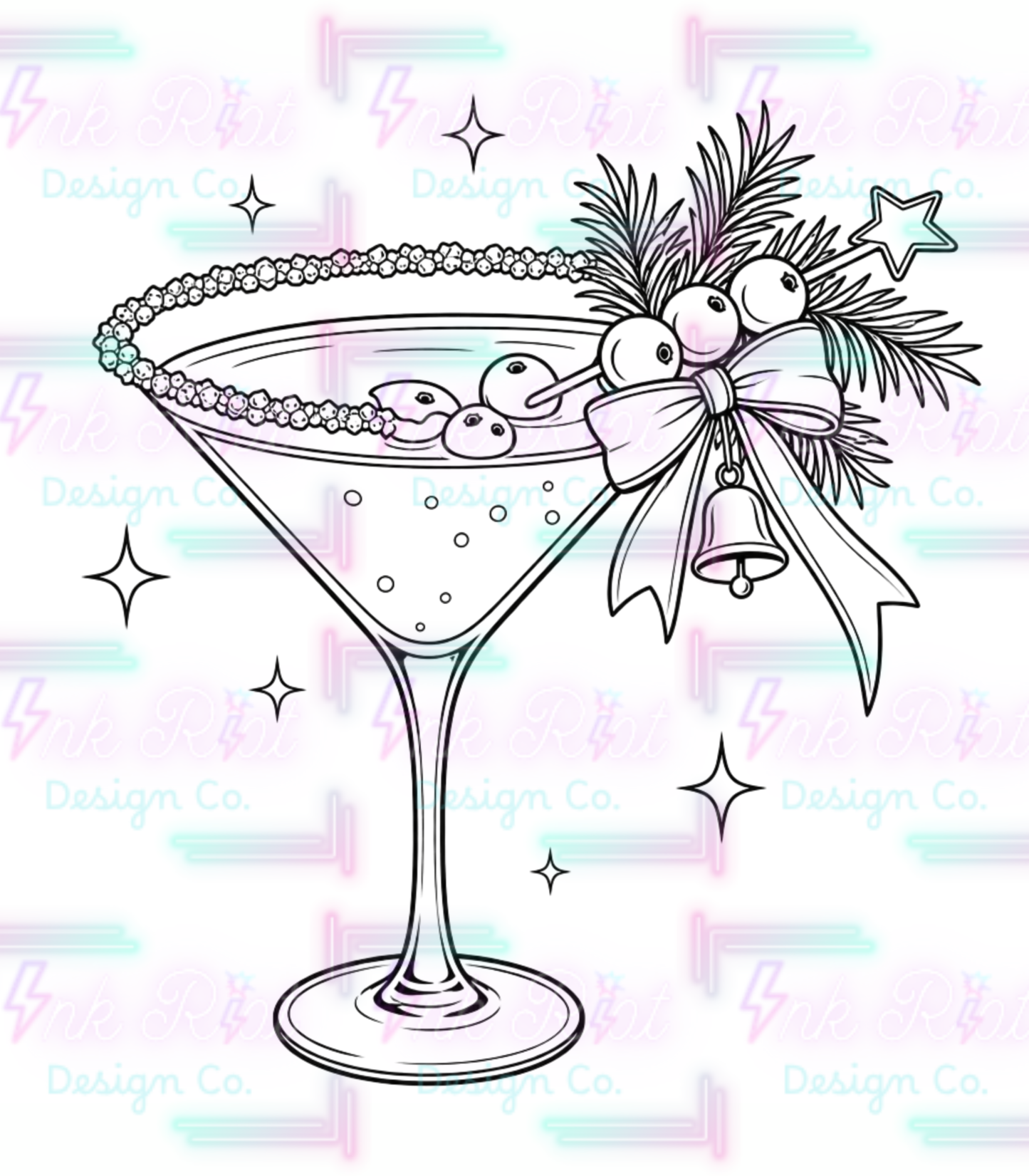 Christmas Martini Colorable PNG - EXCLUSIVE - NO CODES