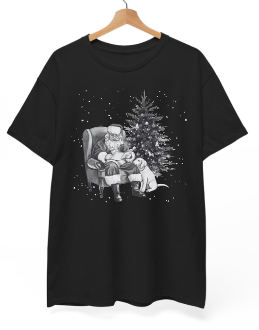 B&W Santa & Christmas Tree T-Shirt