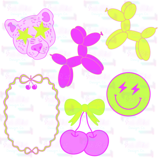 Neon Cherries Clipart Bundle - COMMERCIAL USE ONLY