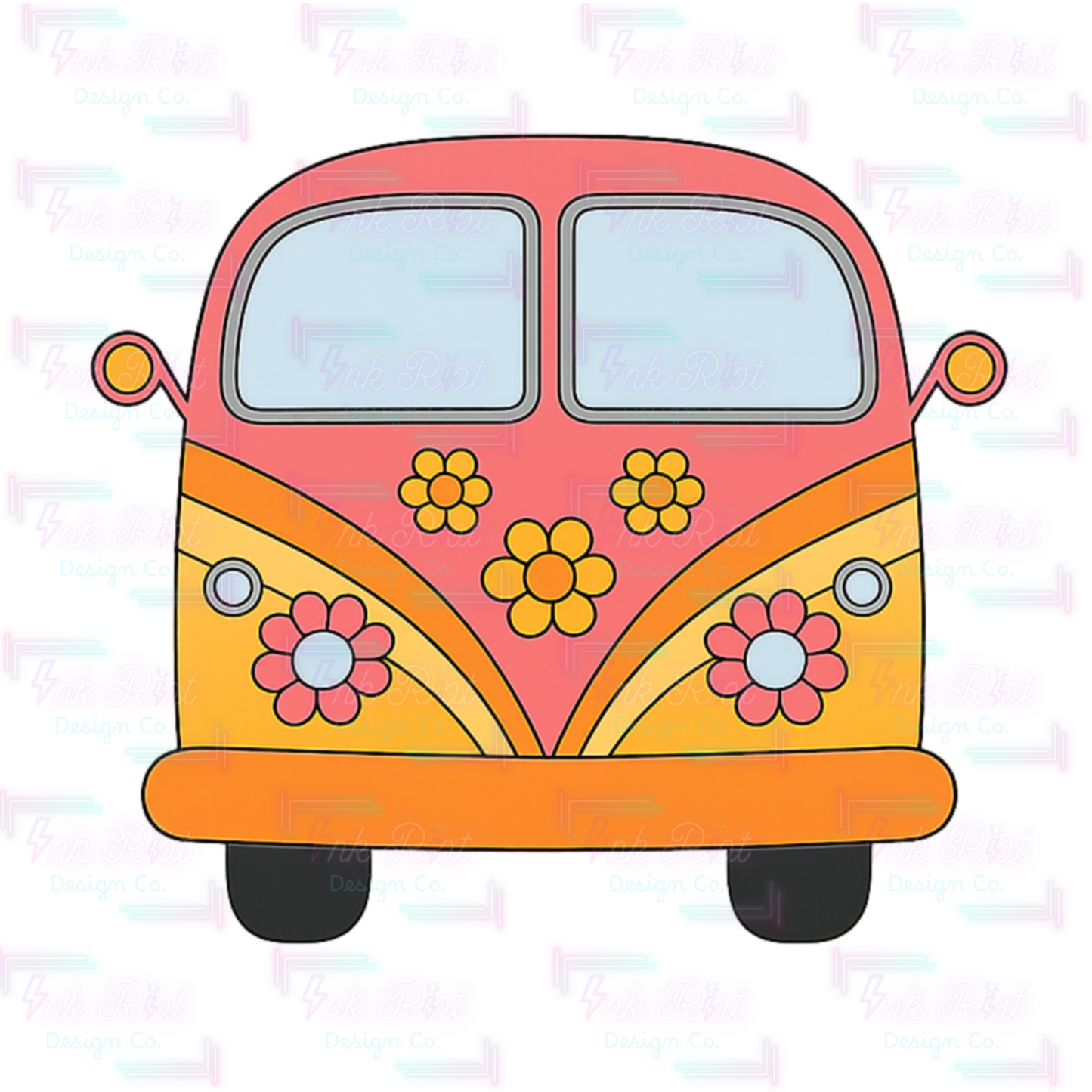 Flower Van Clipart - COMMERCIAL USE ONLY