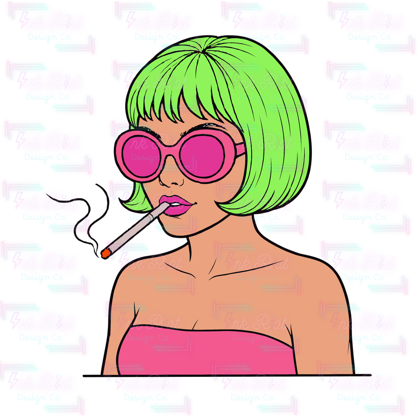 Green Hair Girl Clipart - COMMERCIAL USE ONLY