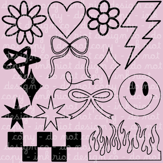 Colorable Fillers Clipart Bundle - COMMERCIAL USE ONLY