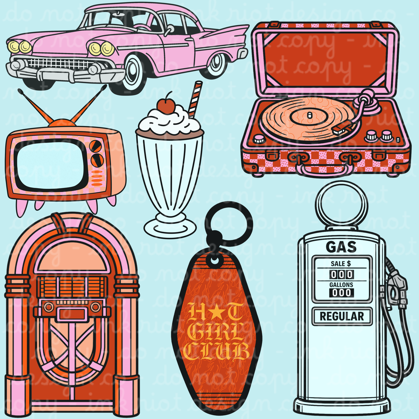 Vintage Hot Rod Clipart Bundle - COMMERCIAL USE ONLY